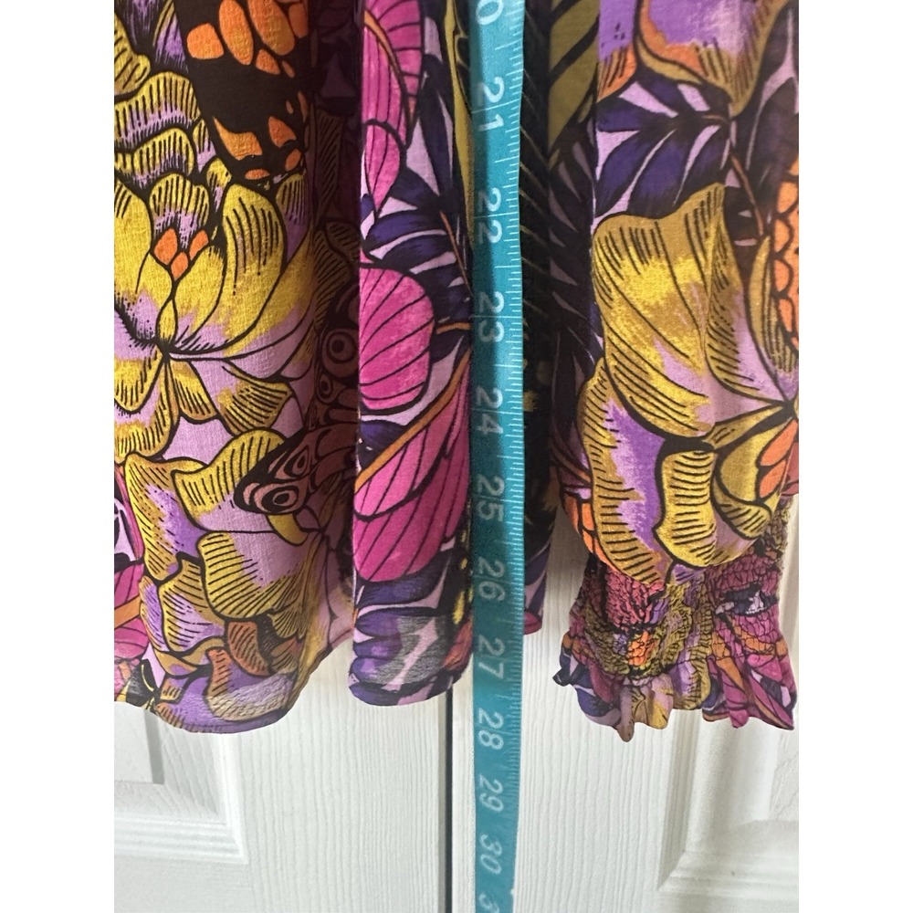 Anthropologie Alexandra Farmer Floral Butterfly Puff Sleeve Blouse Sz XL - Picture 8 of 9